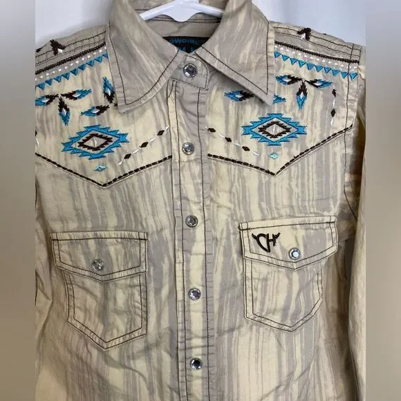 Cowgirl Hardware Shirt Small Turquoise Blue Pearl Snap Western Rodeo Embroidered - Picture 3 of 10